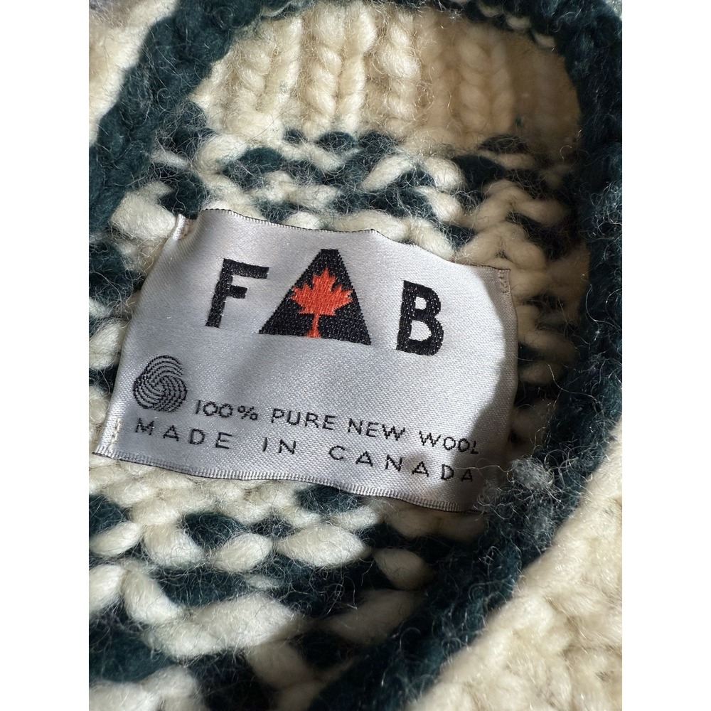 Vintage Fab Hand Knit Wool Canada Cowichan Cardigan Women's M/L - Picture 3 of 13